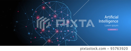 Artificial Intelligence concept.  Creative brain concept background. Vector science illustration. 93763920
