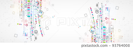 Abstract technology concept. Circuit board, high computer color background. Vector illustration 93764008