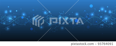 Science template, wallpaper or banner with a DNA molecules. Vector illustration. 93764091