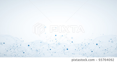 Template for science and technology presentation. Plexus style background. 93764092