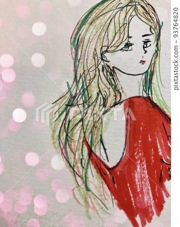 A girl in a red dress looking back A girl in a red dress looking back 93764820
