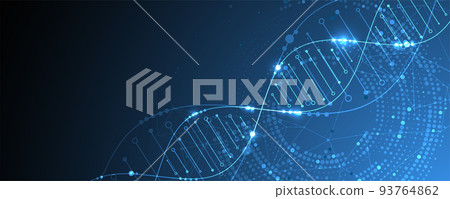Science template, wallpaper or banner with a DNA molecules. Vector illustration. 93764862