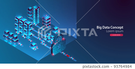 Isometric big data concept, database. Abstract technology background. Vector illustration Isometric big data concept, database. Abstract technology background. Vector illustration 93764984
