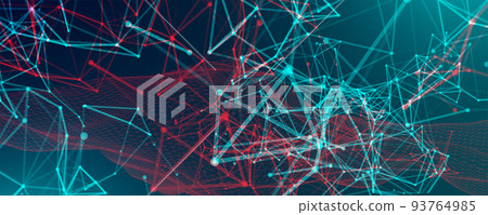 Abstract polygonal vector science background with connecting dots and lines. 93764985