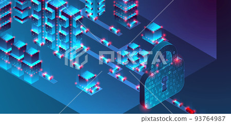 Isometric big data concept, database. Abstract technology background. Vector illustration 93764987