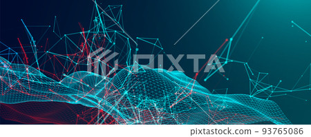 Polygonal science background with connecting dots and lines. Digital data visualization. Polygonal science background with connecting dots and lines. Digital data visualization. 93765086