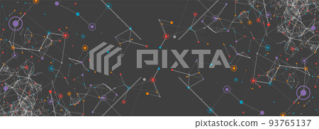 Cover template for science and technology presentation. Plexus style background. 93765137