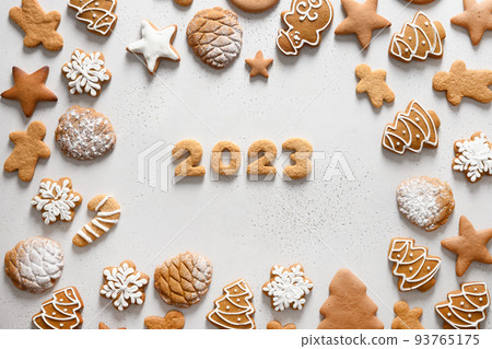 Christmas handmade cookies with date 2023. Christmas handmade cookies with date 2023. 93765175