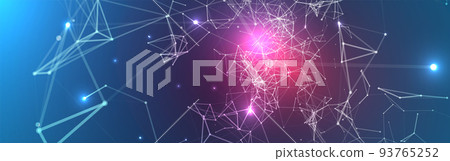 Abstract polygonal vector background with connecting dots and lines. Digital data visualization. 93765252