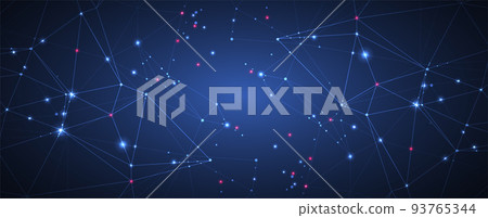 Abstract polygonal vector background with connecting dots and lines. 93765344