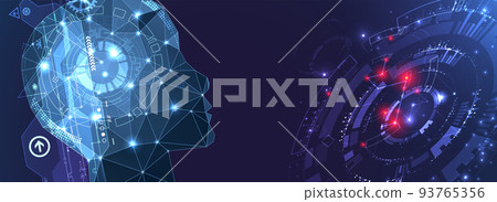 Artificial intelligence (AI) and big data concept. Machine cyber mind. Humen face with binary data flow. Technology vector background. Artificial intelligence (AI) and big data concept. Machine cyber mind. Humen face with binary data flow. Technology vector background. 93765356