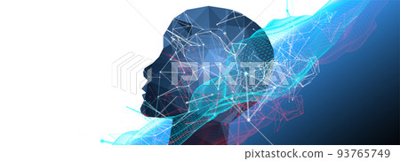 Artificial Intelligence concept.  Creative brain concept background. Vector science illustration. 93765749