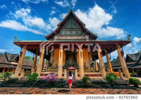 Tourist visiting at Wat Si Saket temple in Vientiane, Laos. Tourist visiting at Wat Si Saket temple in Vientiane, Laos. 93765860