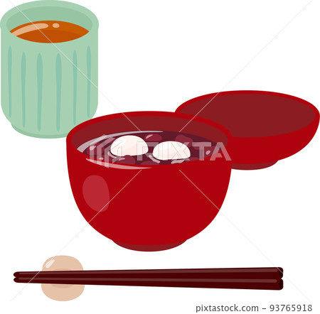 Shiratama zenzai and roasted tea Shiratama zenzai and roasted tea 93765918