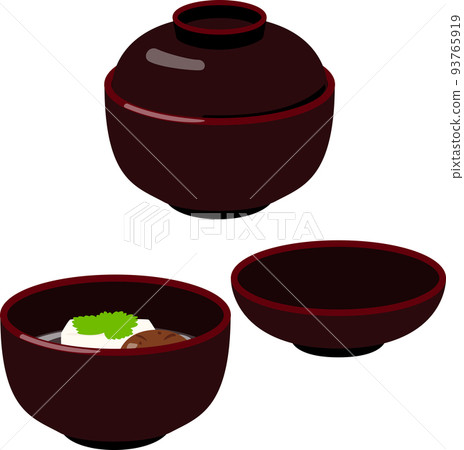 Dishes in a soup bowl with the lid open Dishes in a soup bowl with the lid open 93765919