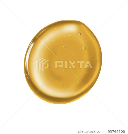 Watercolor honey drop. Realistic golden drop of honey 93766300