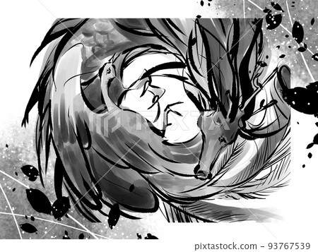 像水墨畫的龍鳳 93767539