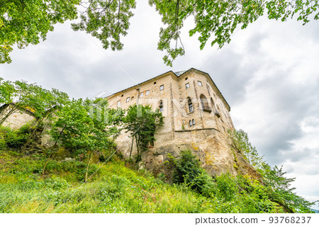 Houska medieval castle on sandstone rock promontory 93768237