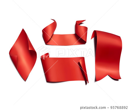Red paper ribbons and flags vector illustration 93768892