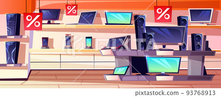Electronics store in mall shop vector illustration 93768913