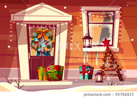 House in Christmas or New Year vector decorations 93768925