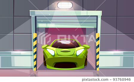 Car garage vector parking lot roller shutters Car garage vector parking lot roller shutters 93768946
