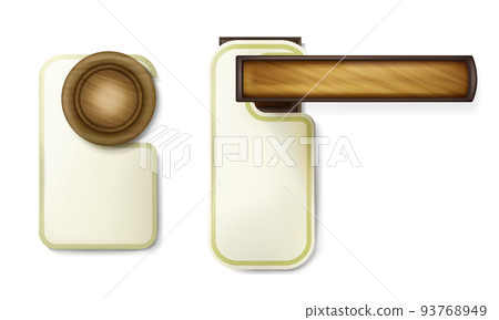 Hotel door knob wooden handle vector illustration 93768949