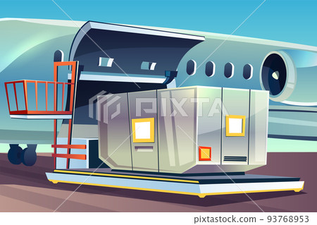 Airplane freight loading vector delivery logistics Airplane freight loading vector delivery logistics 93768953