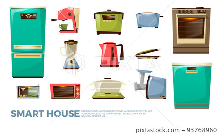 Vector cartoon kitchen modern electric appliances Vector cartoon kitchen modern electric appliances 93768960