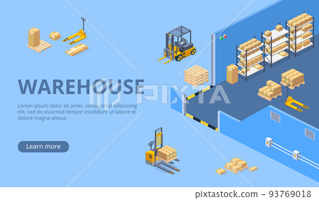 Big warehouse isometric vector web page template 93769018