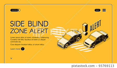 Car blind spot monitoring assist vector website 93769113