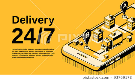 Delivery service vector isometric illustration Delivery service vector isometric illustration 93769178