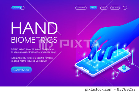 Hand biometrics technology vector illustration Hand biometrics technology vector illustration 93769252