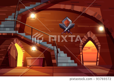 Deep dungeon in medieval castle cartoon vector 93769372