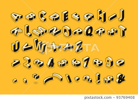 Isometric font letters halftone vector illustration 93769408