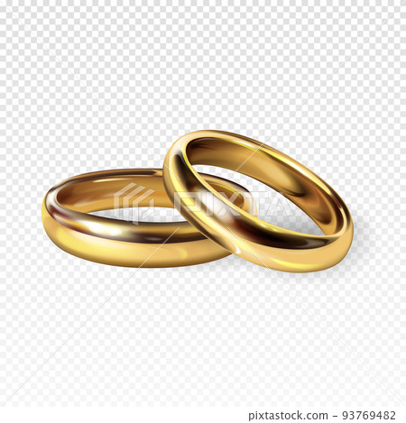 Golden wedding rings 3d vector illustration 93769482