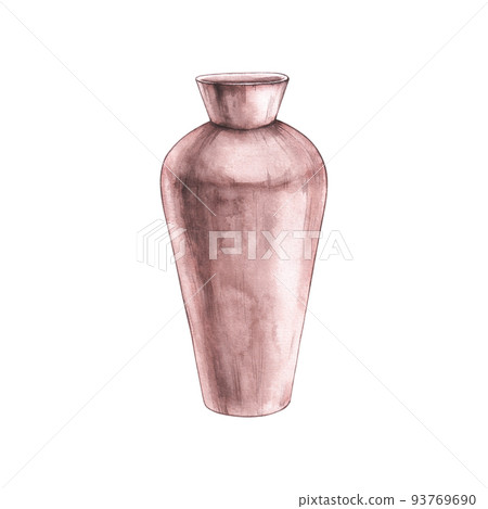 Watercolor clay vase for flowers 93769690