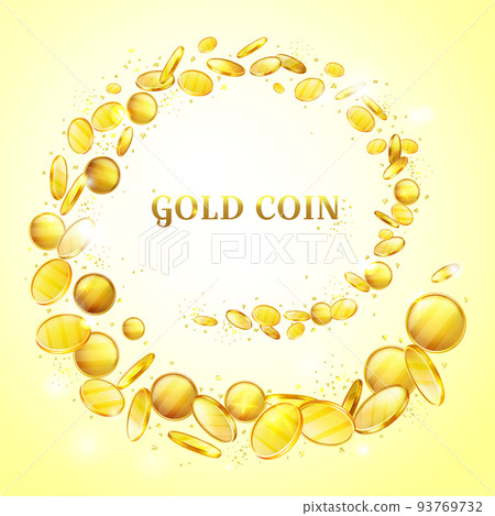 Gold coins money splatter vector background Gold coins money splatter vector background 93769732