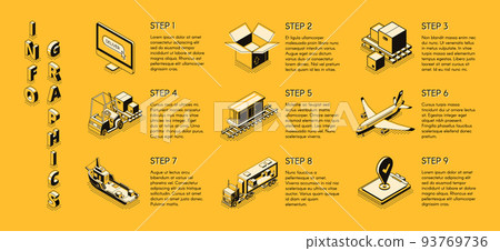 Delivery company isometric vector infographics Delivery company isometric vector infographics 93769736
