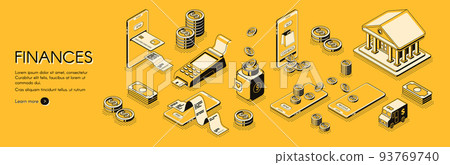 Finances isometric vector horizontal web banner Finances isometric vector horizontal web banner 93769740