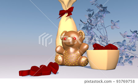 Festive chocolate bear and sweets. 3D rendering 93769758