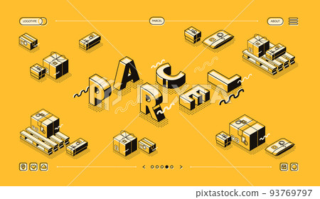 Parcel delivery line word vector halftone design 93769797