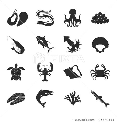 Sea Food Icons Set Sea Food Icons Set 93770353