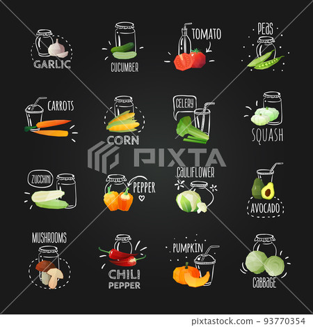 Chalkboard Vegetables Emblem Set Chalkboard Vegetables Emblem Set 93770354