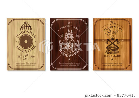 Lumberjack Woodwork Texture Banners Set 93770413