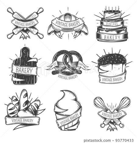 Vintage Bakery Icon Set 93770433