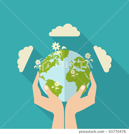 Human Hands Holding Globe 93770476