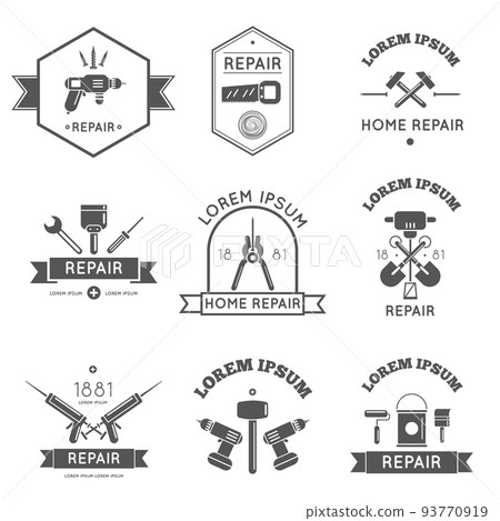 Home Repair Tools Labels Flat 93770919