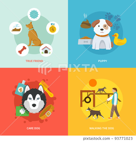 Dog Icons Flat Set 93771023