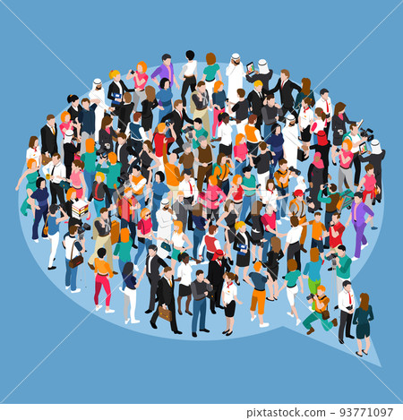 Crowd Speech Bubble Sign Isometric Concept 93771097